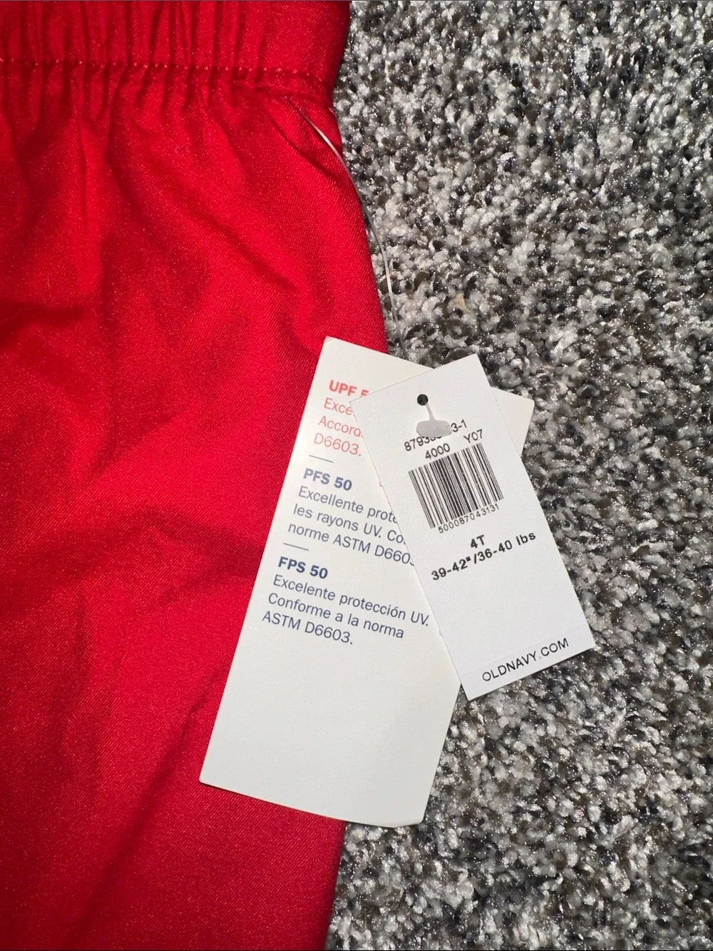 Old Navy Red Boys' Swim Shorts with Drawstring